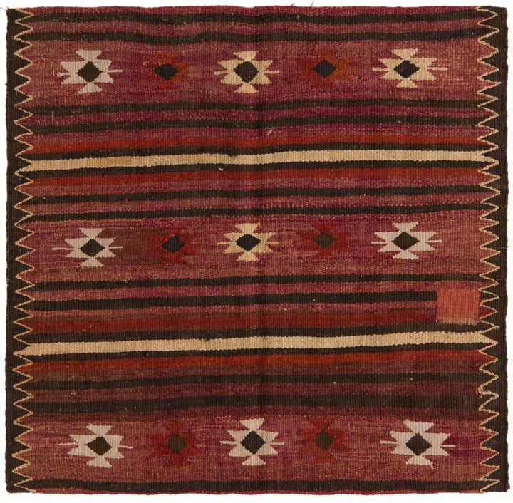 3' 4 x 3' 5 Hand Woven Kilim Fars Wool Square Rug