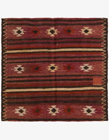 3' 4 x 3' 5 Hand Woven Kilim Fars Wool Square Rug