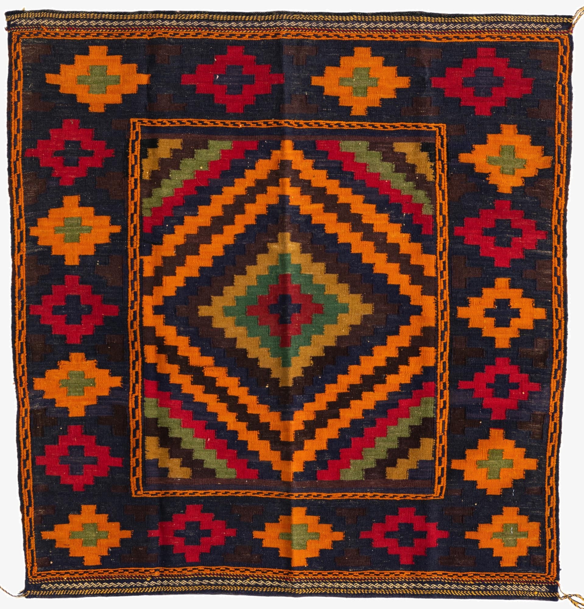 3' 10 x 4'  Hand Knotted Kilim Fars Persian Wool Square Rug