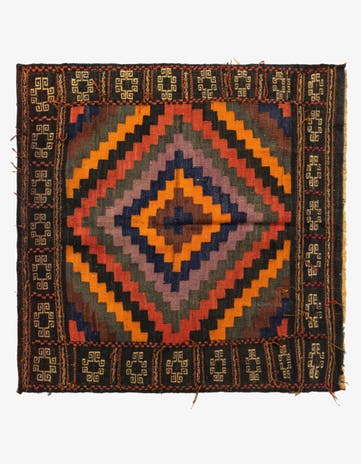 3' 9 x 3' 9 Hand Woven Kilim Fars Wool Square Rug