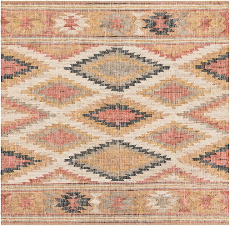 Detail image of 7' 10 x 7' 10 Hand Woven Kilim Jute Square Rug