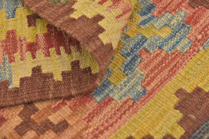 3' 4 x 3' 6 Hand Woven Kilim Maymana Wool Square Rug