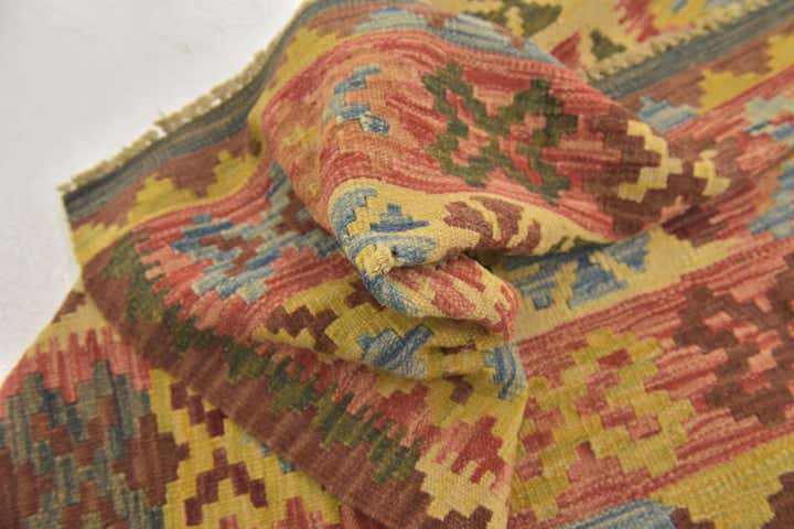 3' 4 x 3' 6 Hand Woven Kilim Maymana Wool Square Rug