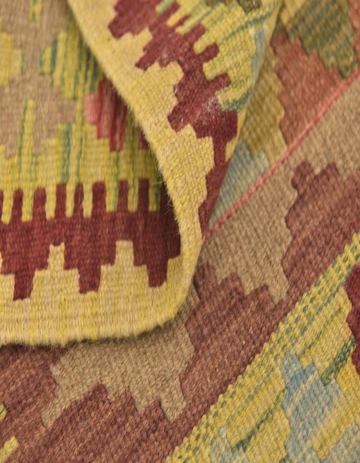 Detail image of 3' 4 x 4'  Hand Woven Kilim Maymana Wool Square Rug
