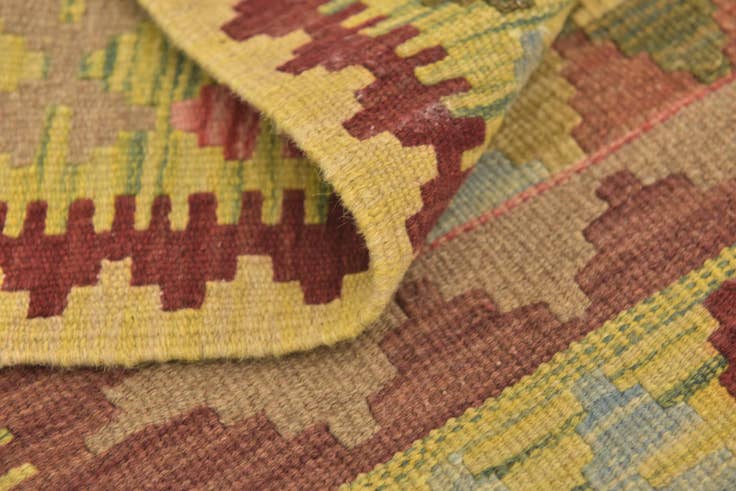 Detail image of 3' 4 x 4' Hand Woven Kilim Maymana Wool Square Rug