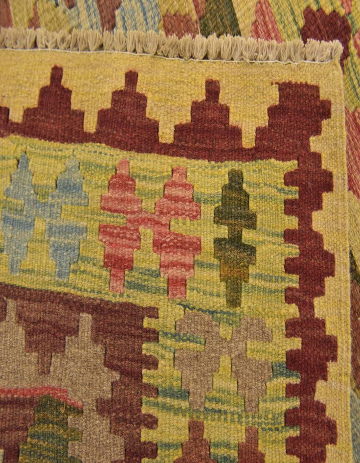 Detail image of 3' 4 x 4'  Hand Woven Kilim Maymana Wool Square Rug