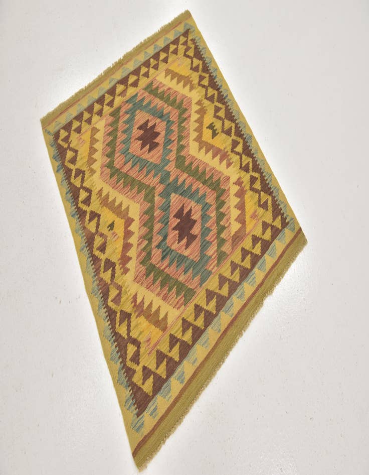 Detail image of 3' 3 x 3' 7  Hand Woven Kilim Maymana Wool Square Rug