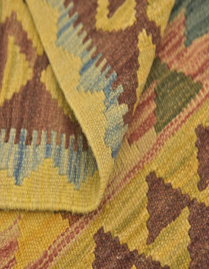 Detail image of 3' 3 x 3' 7  Hand Woven Kilim Maymana Wool Square Rug