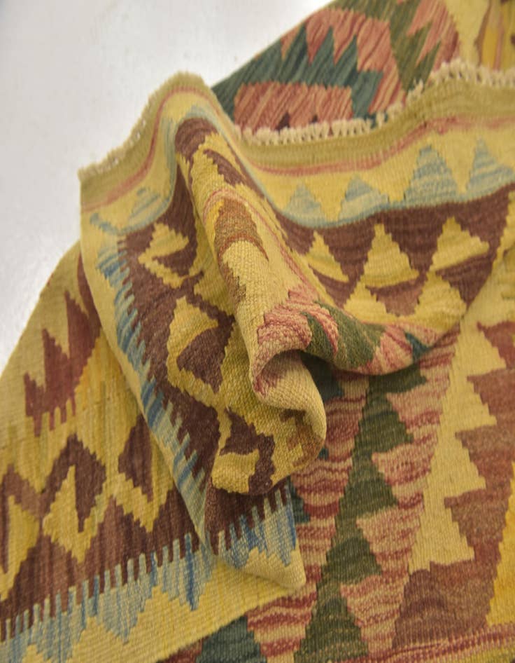 Detail image of 3' 3 x 3' 7  Hand Woven Kilim Maymana Wool Square Rug