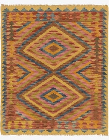 3' x 3' 9 Hand Woven Kilim Maymana Wool Square Rug