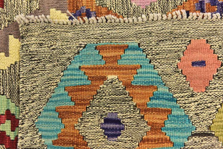7' x 8' 2 Hand Woven Kilim Modern Wool Square Rug