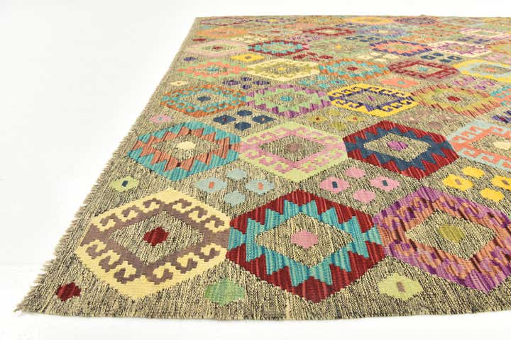 7' x 8' 2 Hand Woven Kilim Modern Wool Square Rug