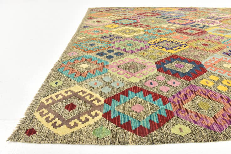 Detail image of 7' x 8' 2 Hand Woven Kilim Modern Wool Square Rug