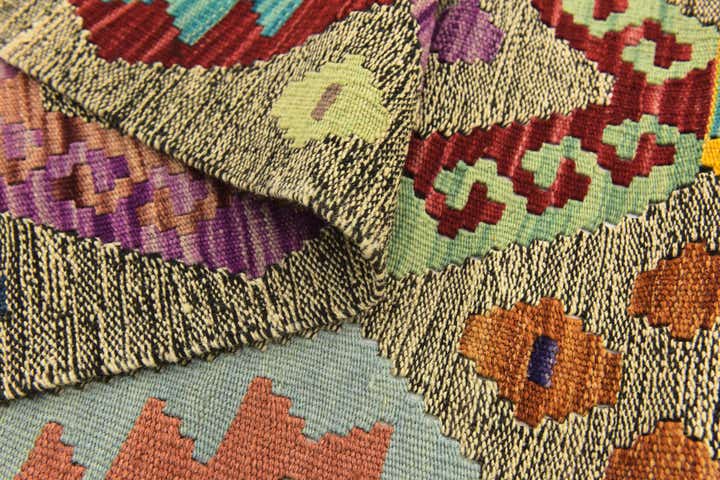 7' x 8' 2 Hand Woven Kilim Modern Wool Square Rug
