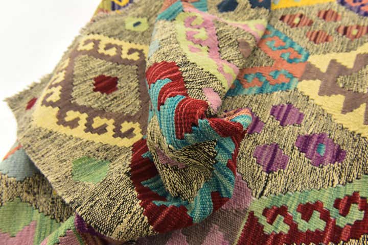7' x 8' 2 Hand Woven Kilim Modern Wool Square Rug