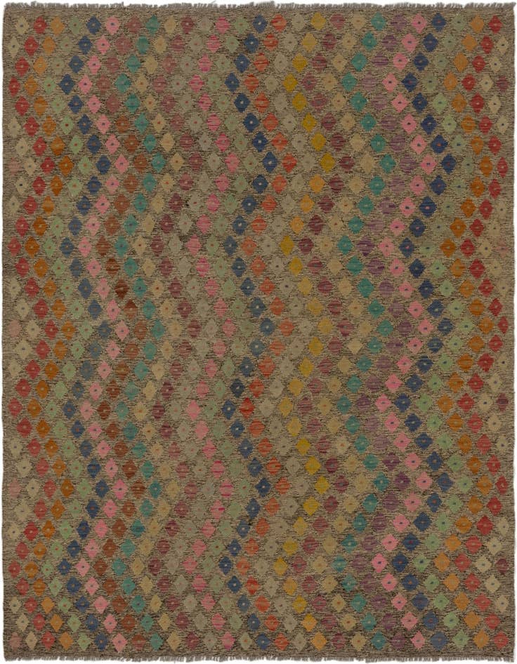 Detail image of 7' x 8' Hand Woven Kilim Modern Wool Square Rug
