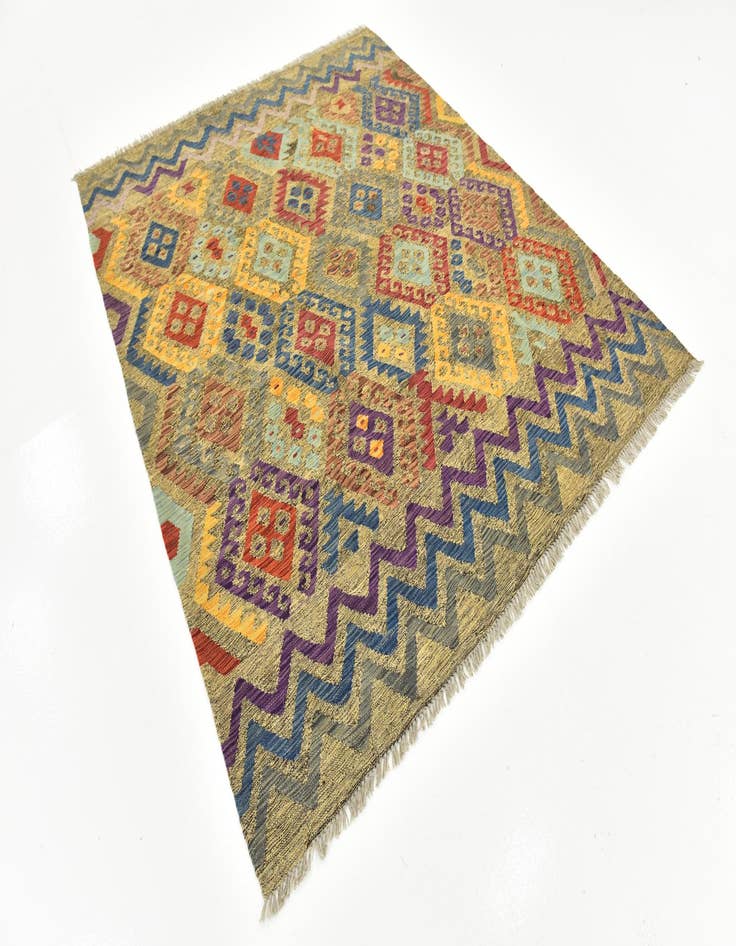 Detail image of 6' 7 x 8'  Hand Woven Kilim Modern Wool Square Rug