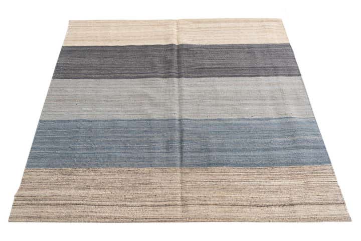 4' 6 x 4' 8 Hand Woven Kilim Modern Wool Square Rug