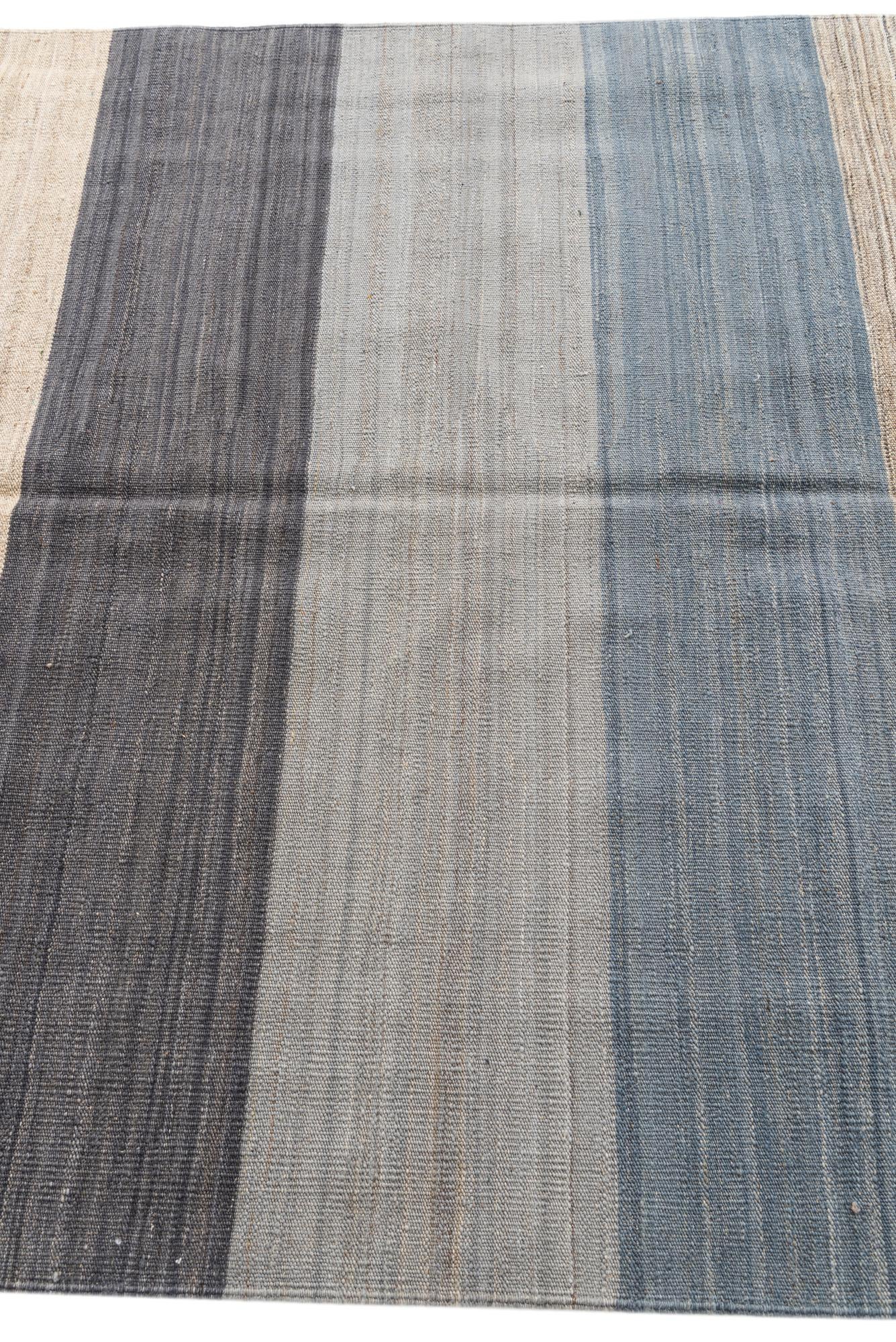 4' 6 x 4' 8 Hand Woven Kilim Modern Wool Square Rug