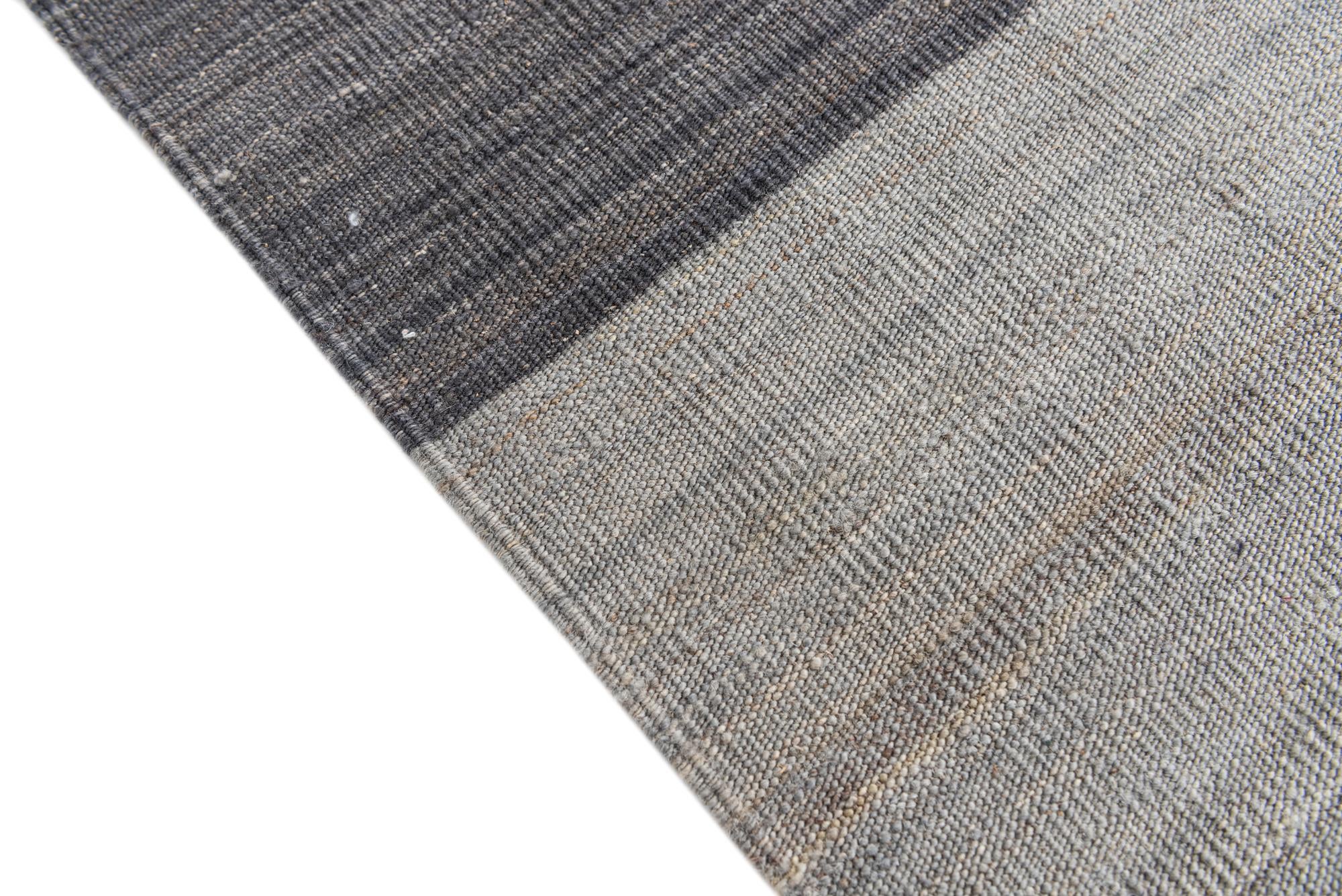 4' 6 x 4' 8 Hand Woven Kilim Modern Wool Square Rug