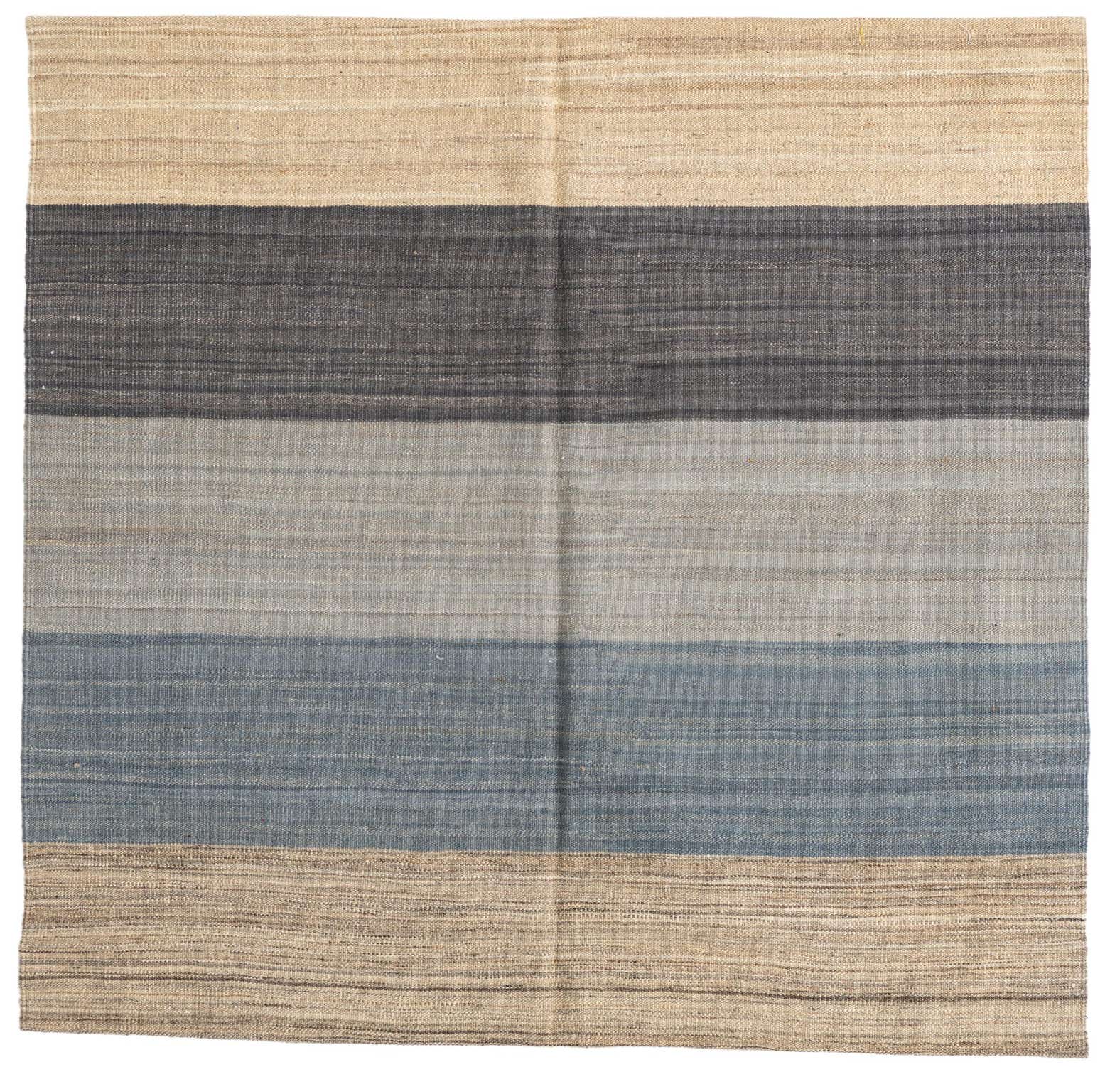 4' 6 x 4' 8 Hand Woven Kilim Modern Wool Square Rug