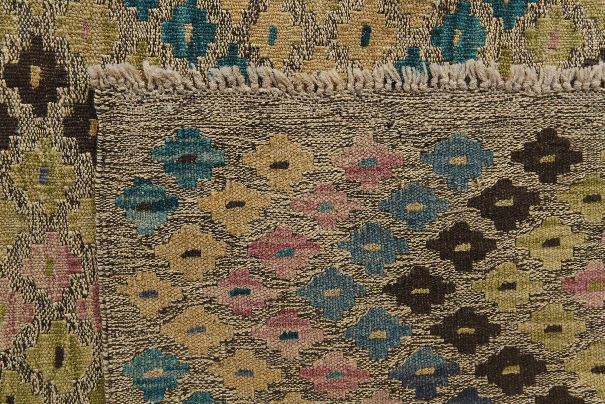9' x 9' 5 Hand Woven Kilim Modern Wool Square Rug