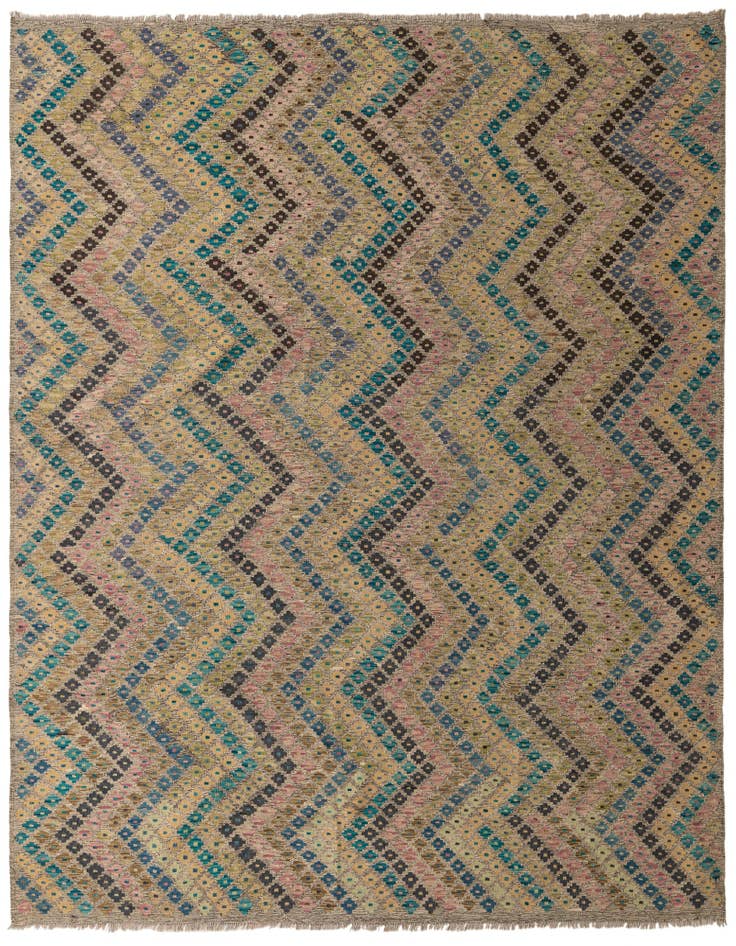 Detail image of 9' x 9' 5 Hand Woven Kilim Modern Wool Square Rug