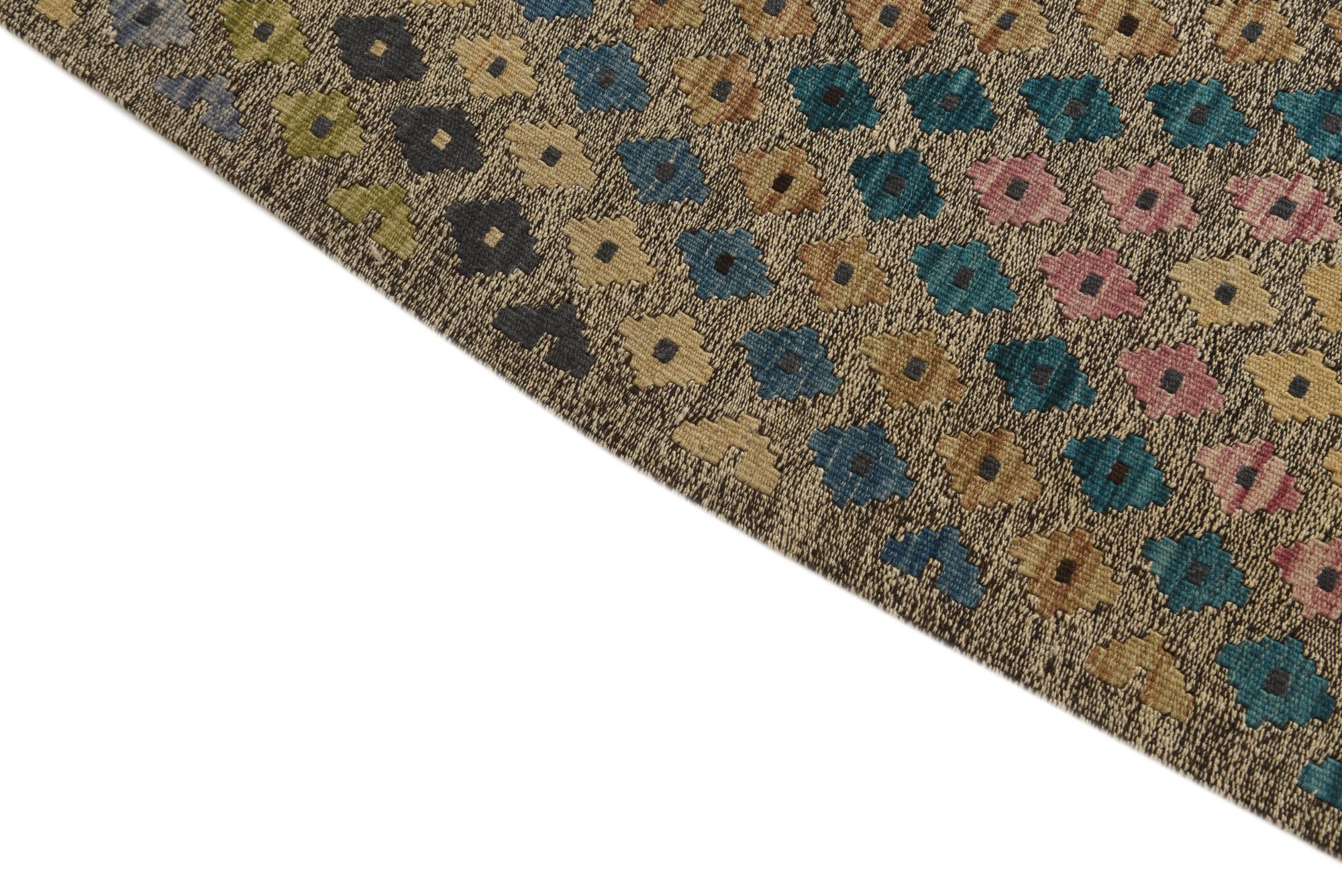 9' 1 x 9' 6 Hand Woven Kilim Modern Wool Square Rug