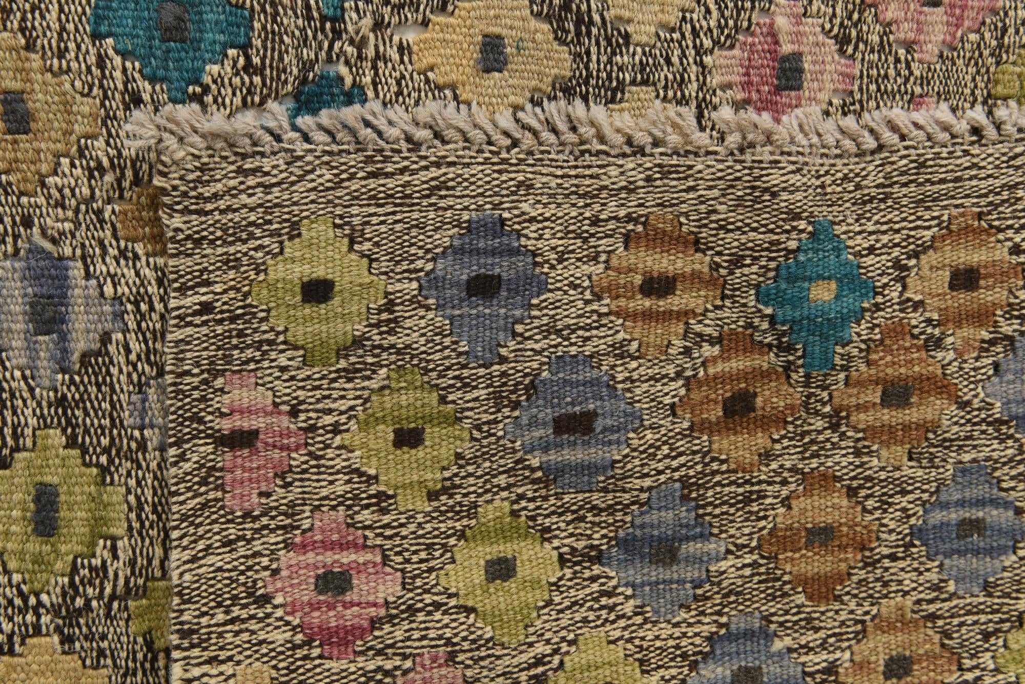 9' 1 x 9' 6 Hand Woven Kilim Modern Wool Square Rug