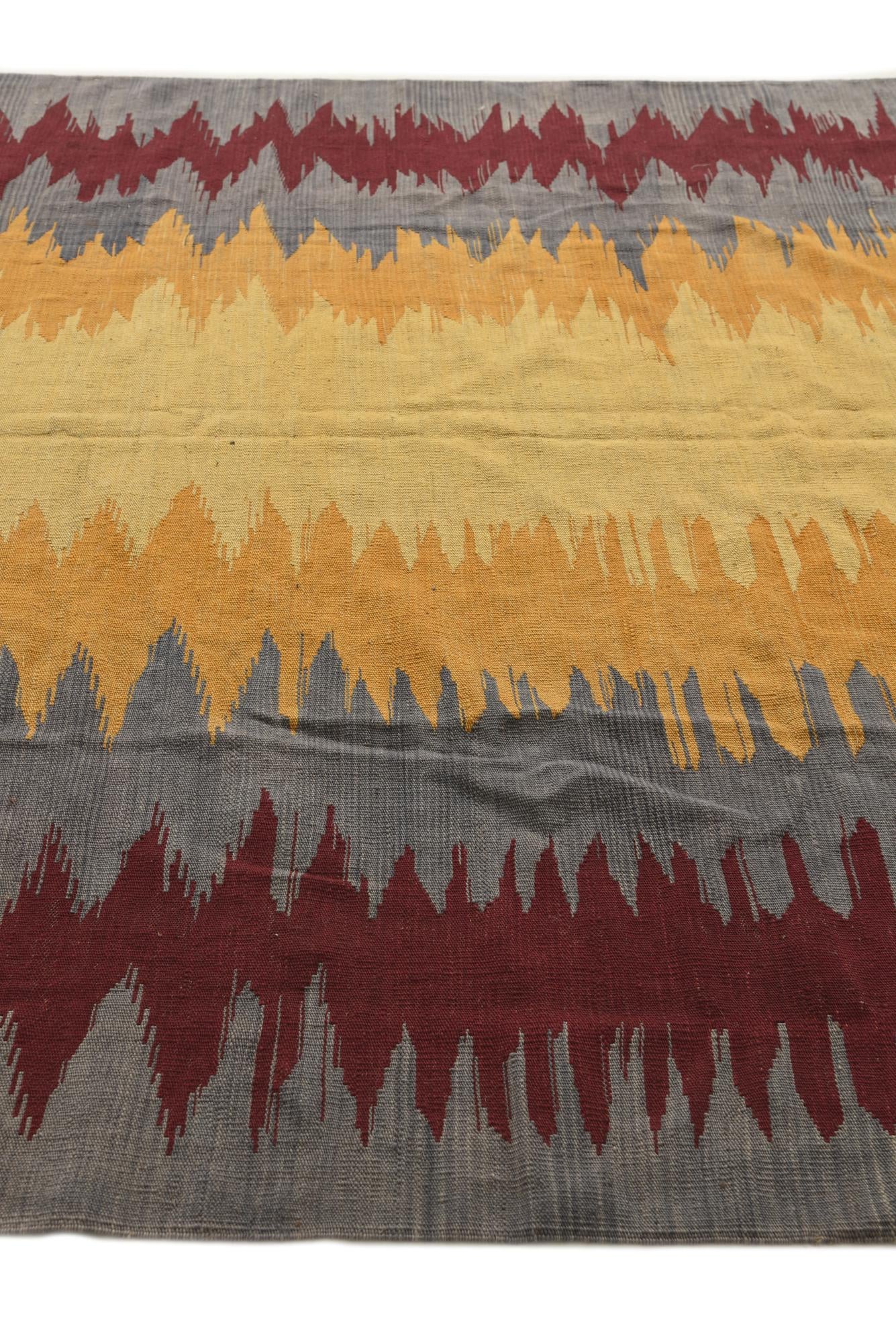 7' 1 x 7' 1 Hand Woven Kilim Modern Wool Square Rug