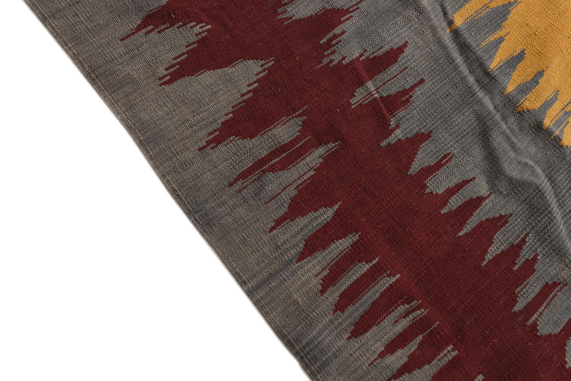 7' 1 x 7' 1 Hand Woven Kilim Modern Wool Square Rug