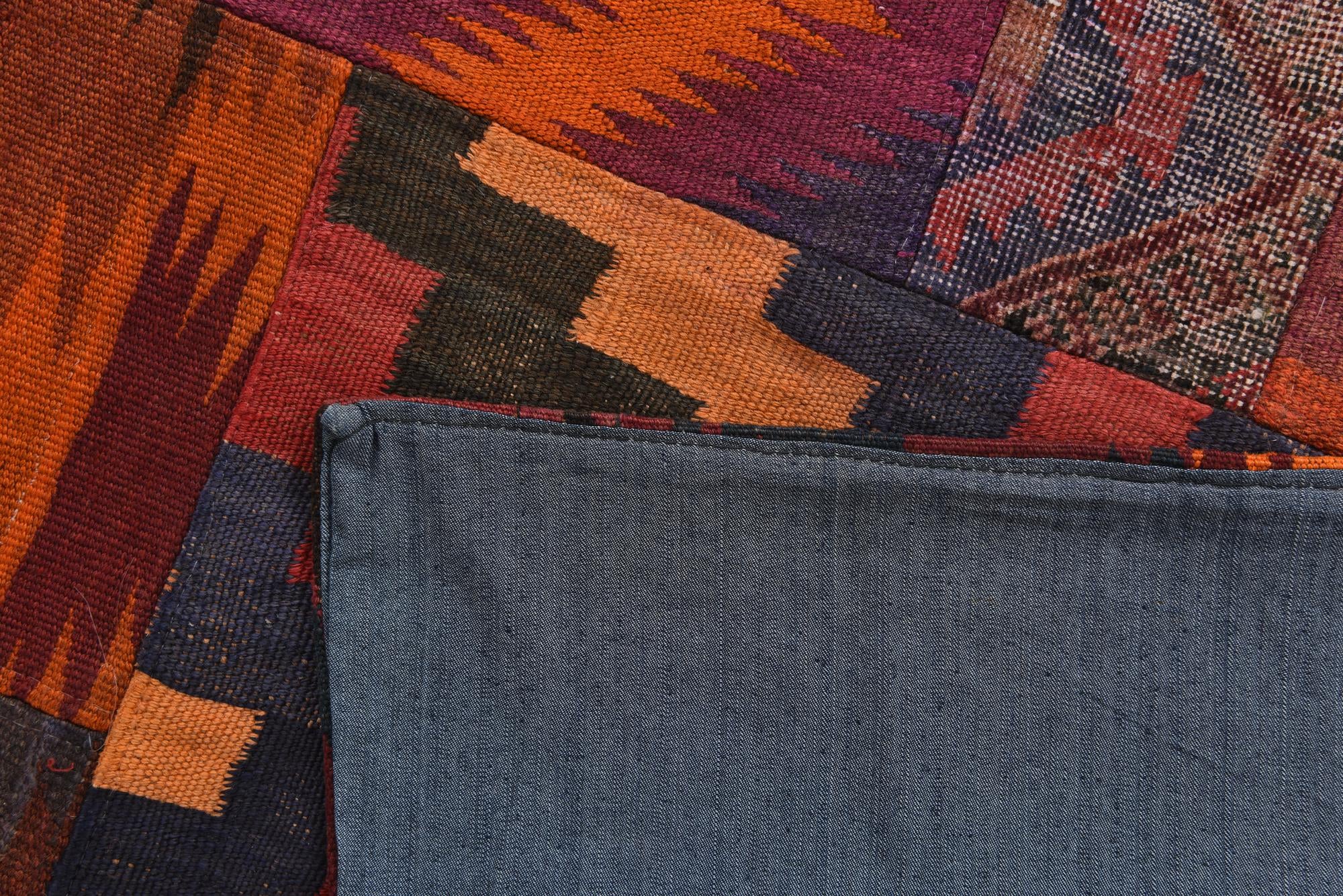 6' 7 x 6' 9 Hand Woven Kilim Patchwork Wool Square Rug
