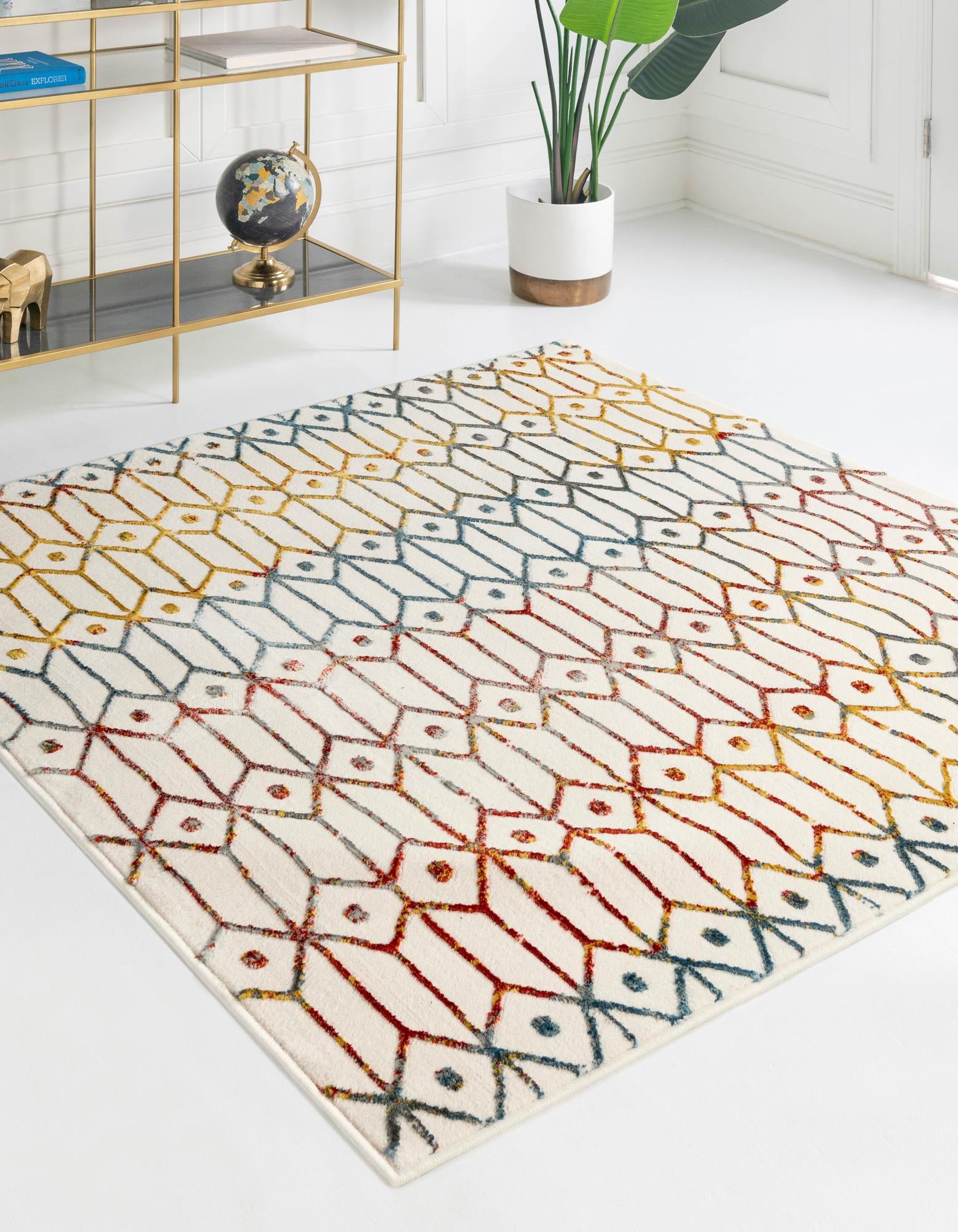 5' 3 x 5' 3 Lattice Trellis Square Rug