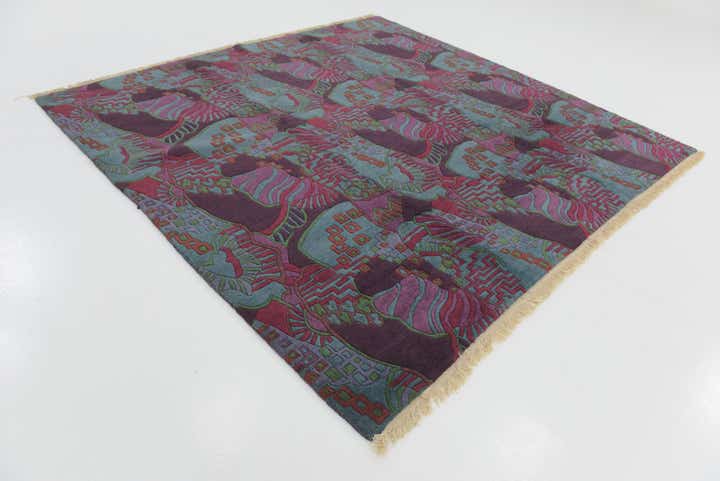 7' 10 x 8' Hand Knotted Nepal Wool Square Rug