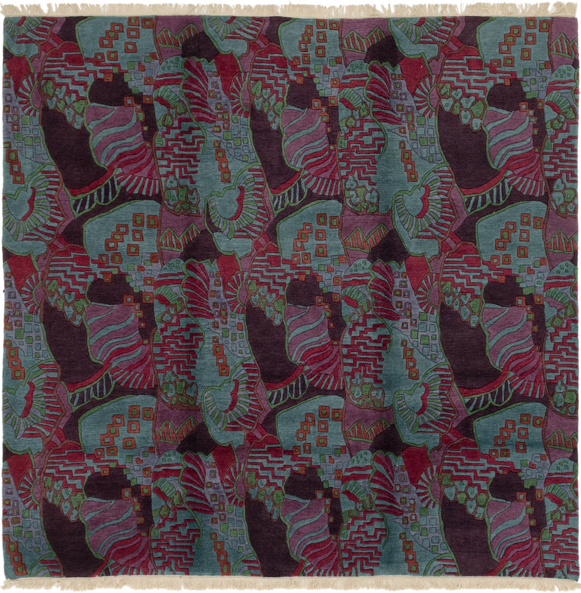 7' 10 x 8' Hand Knotted Nepal Wool Square Rug