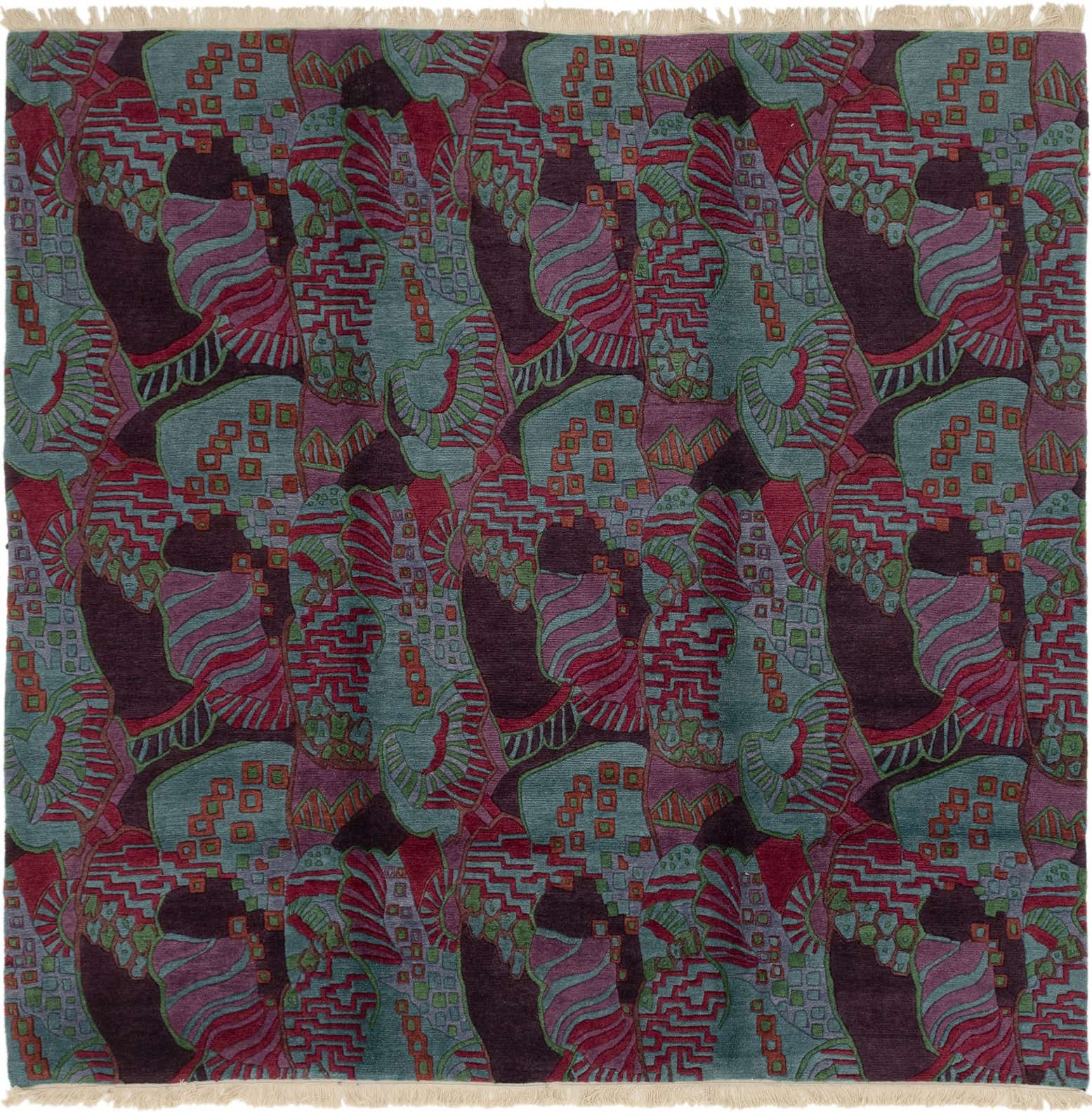 7' 10 x 8' Hand Knotted Nepal Wool Square Rug