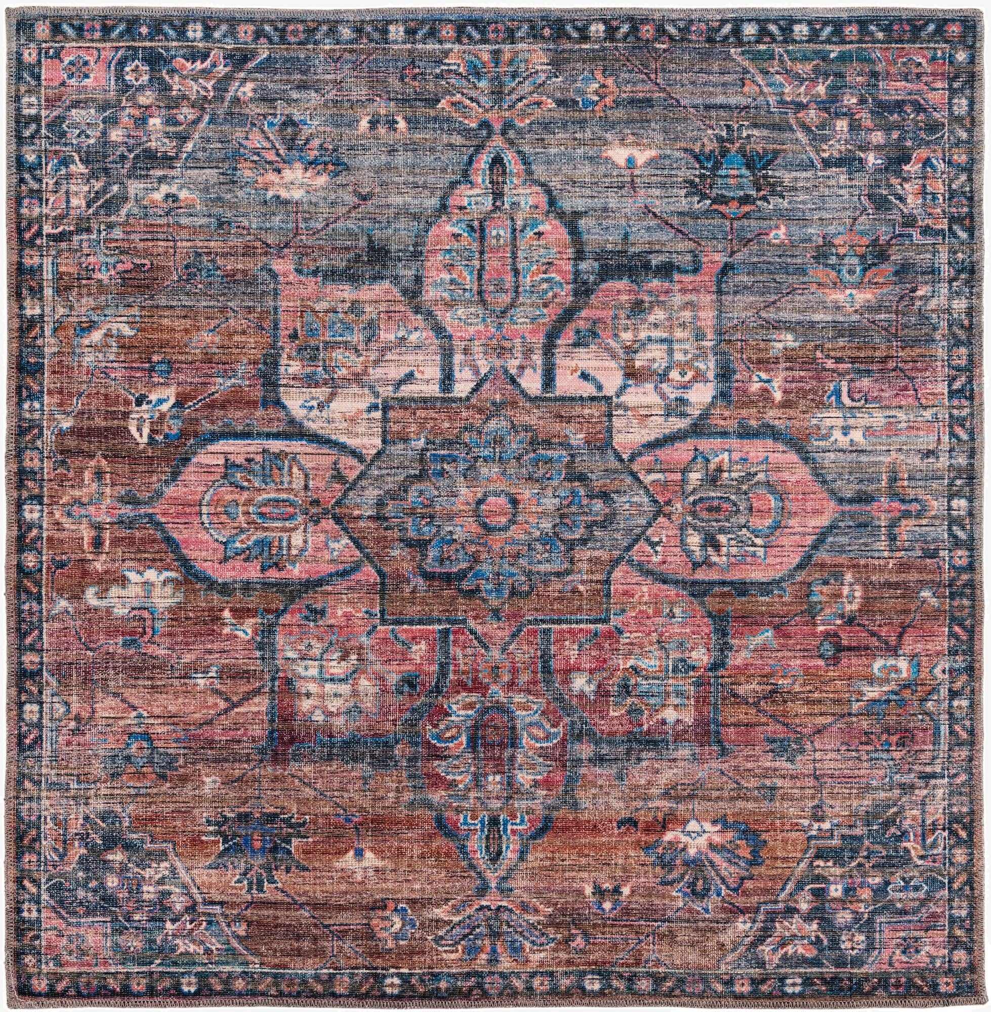 5' 3 x 5' 3  Washable Nostalgia Square Rug