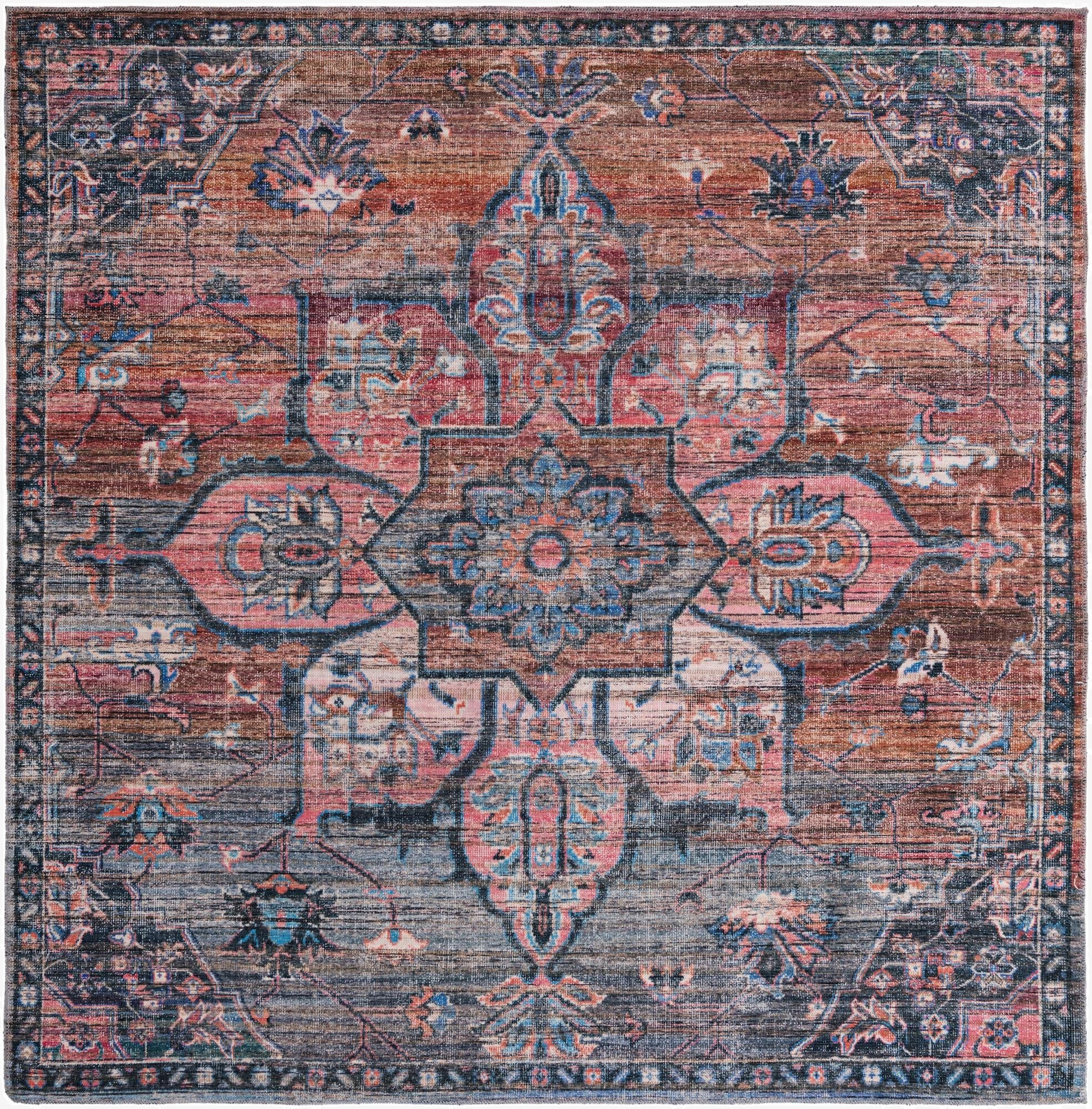 7' 10 x 7' 10  Washable Nostalgia Square Rug