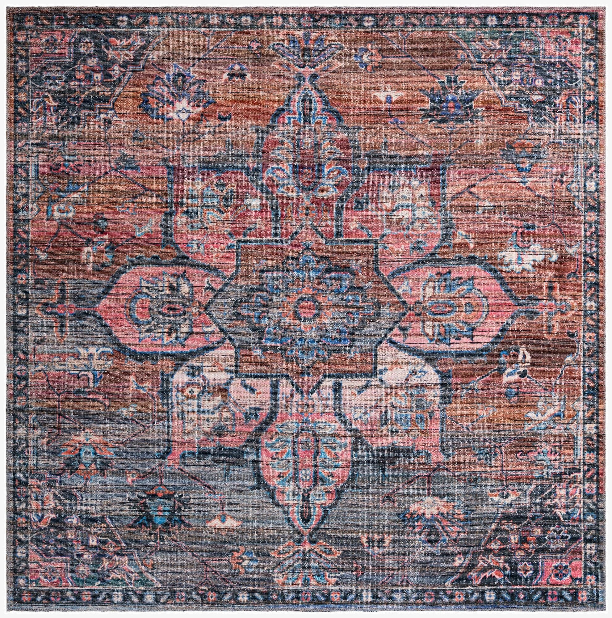7' 3 x 7' 3  Washable Nostalgia Square Rug
