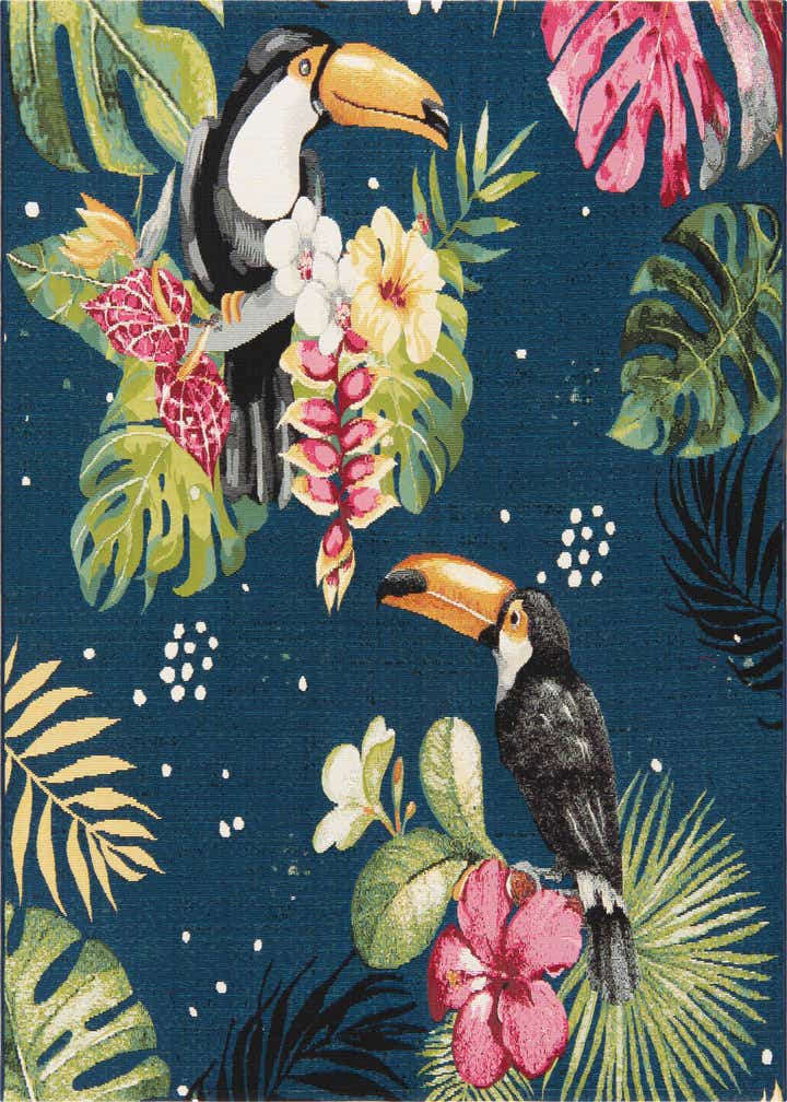 6' x 6' Easy-Clean Botanical Indoor / Outdoor Square Rug