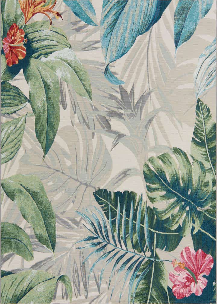 6' x 6' Easy-Clean Botanical Indoor / Outdoor Square Rug