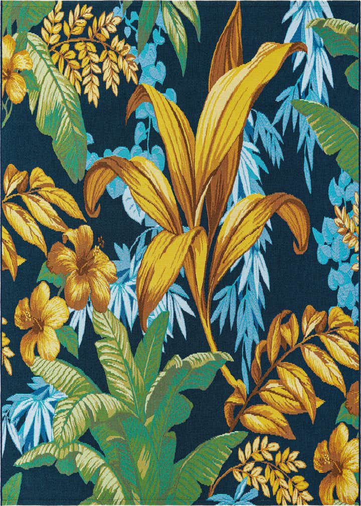 6' x 6' Easy-Clean Botanical Indoor / Outdoor Square Rug
