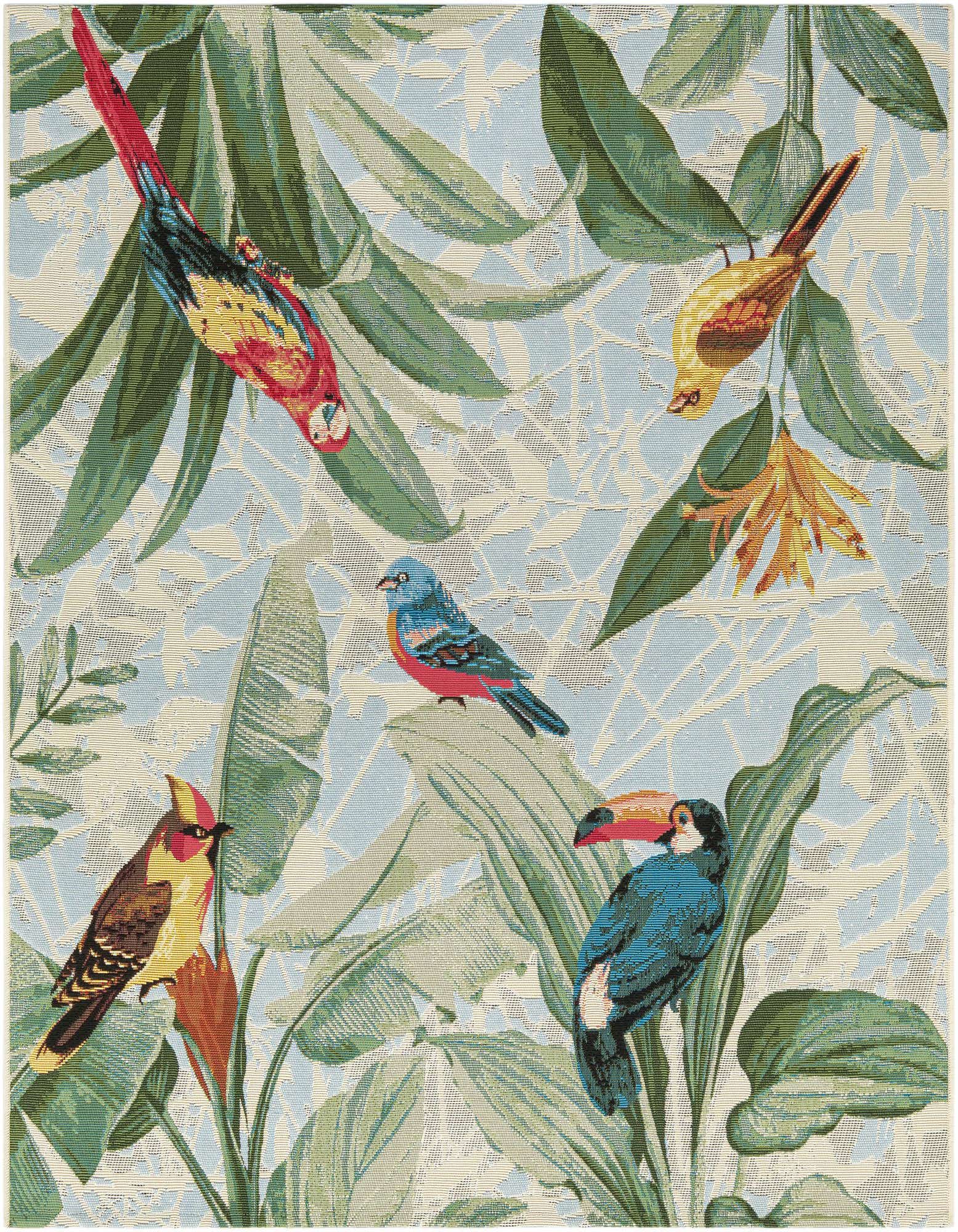 5' 3 x 5' 3 Easy-Clean Botanical Indoor / Outdoor Square Rug