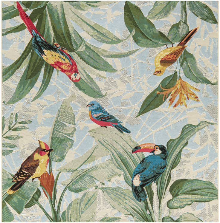 Detail image of 5' 3 x 5' 3 Easy-Clean Botanical Indoor / Outdoor Square Rug