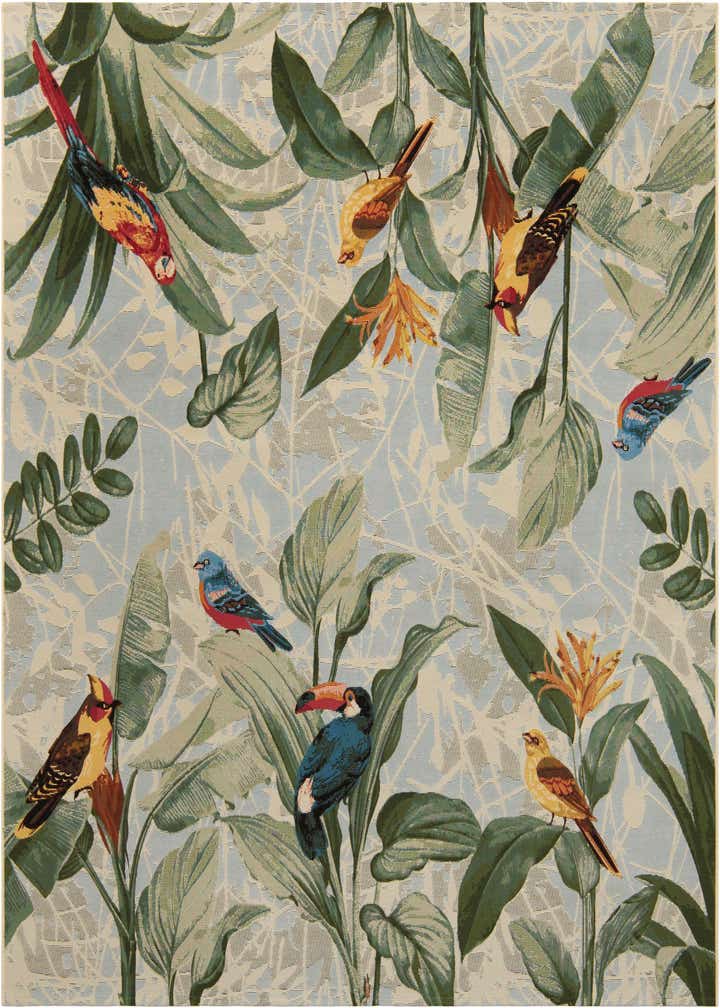7' 10 x 7' 10 Easy-Clean Botanical Indoor / Outdoor Square Rug
