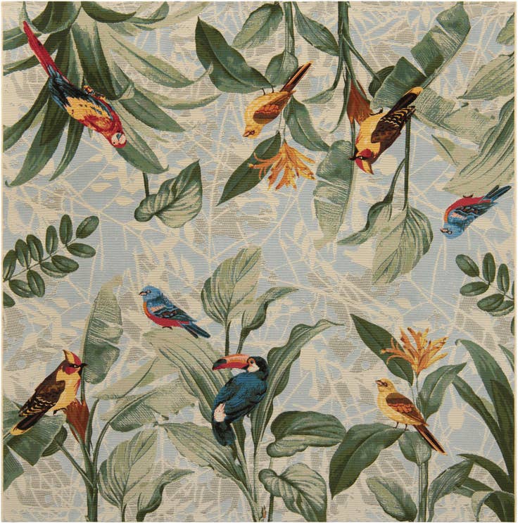 Detail image of 7' 10 x 7' 10 Easy-Clean Botanical Indoor / Outdoor Square Rug