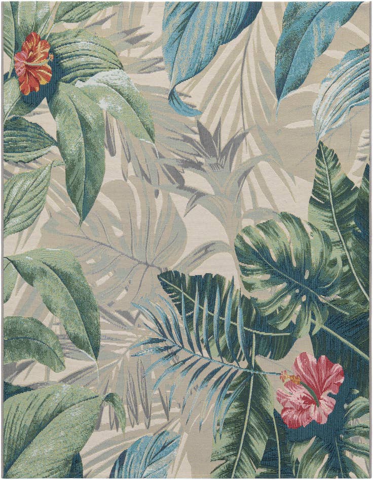 Detail image of 5' 3 x 5' 3 Easy-Clean Botanical Indoor / Outdoor Square Rug
