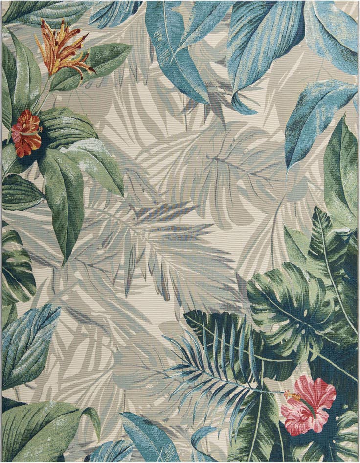 Detail image of 7' 10 x 7' 10 Easy-Clean Botanical Indoor / Outdoor Square Rug