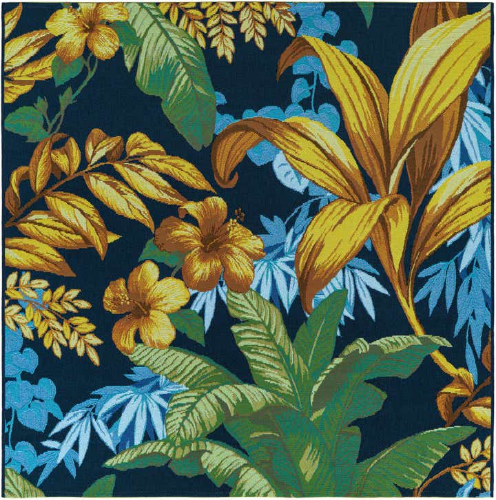 5' 3 x 5' 3 Easy-Clean Botanical Indoor / Outdoor Square Rug