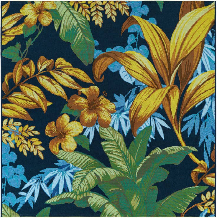 Detail image of 5' 3 x 5' 3 Easy-Clean Botanical Indoor / Outdoor Square Rug